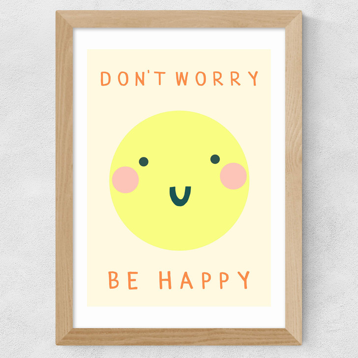 Be Happy by Darcie Olley Wide Oak Frame