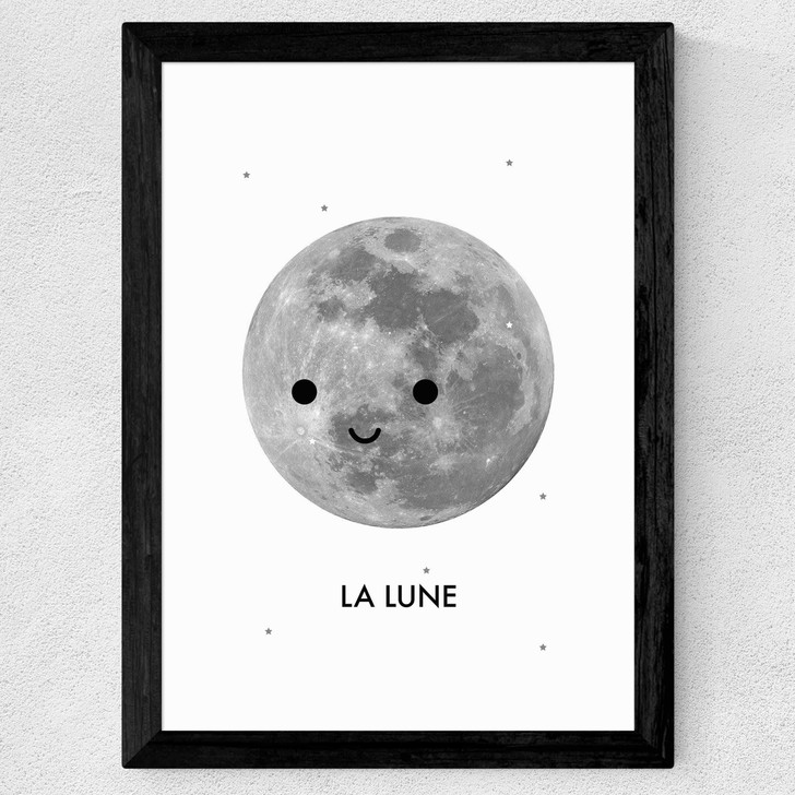 La Lune by Dicky Bird Wide Black Frame