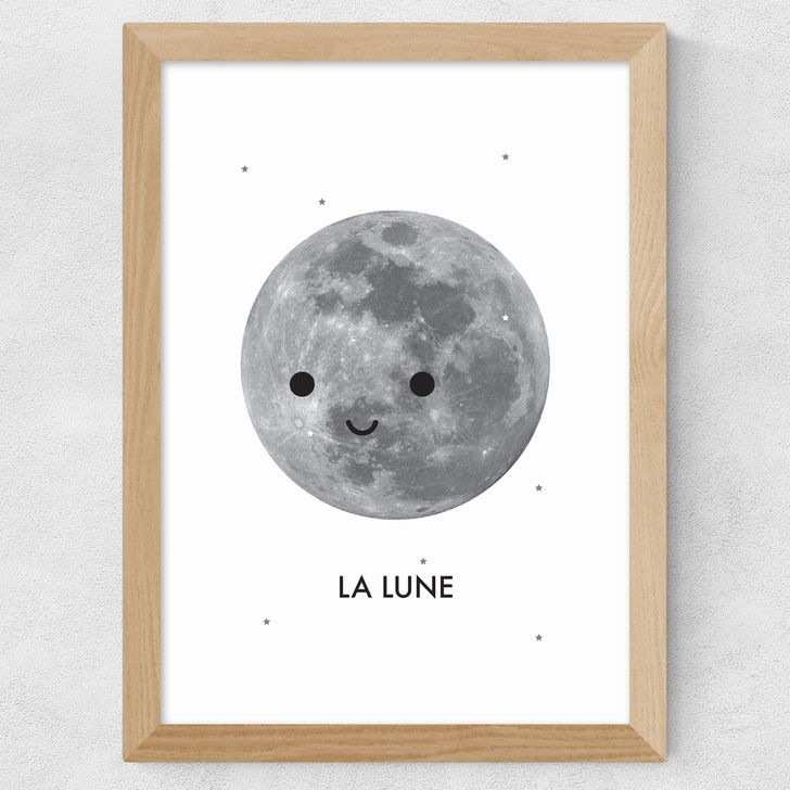 La Lune by Dicky Bird Wide Oak Frame