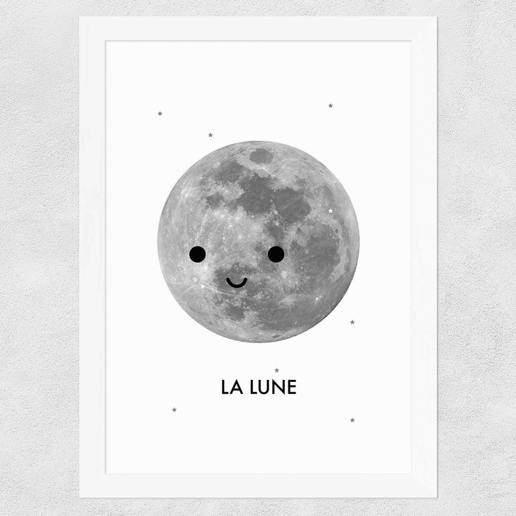 La Lune by Dicky Bird Wide White Frame