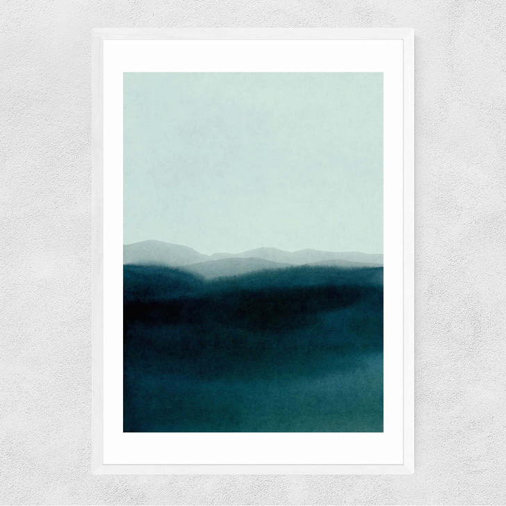 Morning Mist Scenery Narrow White Frame