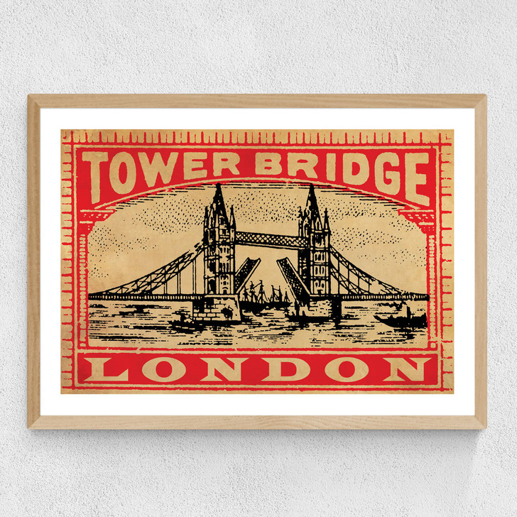 Tower Bridge by Indieprints Medium Oak Frame