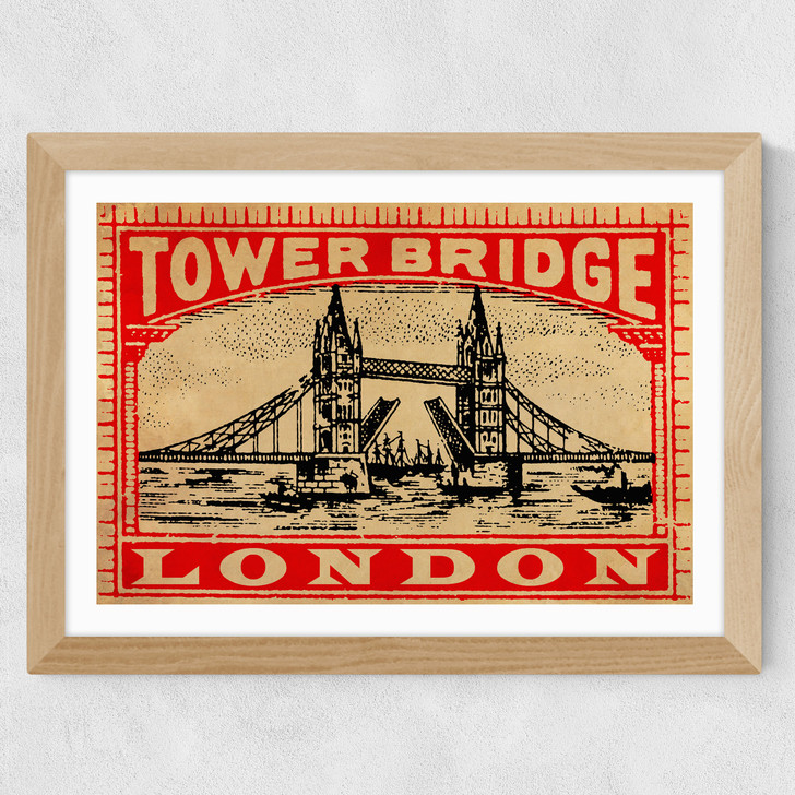 Tower Bridge by Indieprints Wide Oak Frame