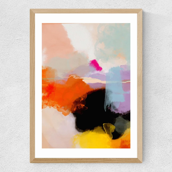 Yellow Blush (I) Medium Oak Frame