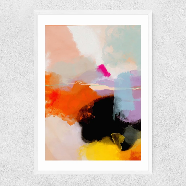 Yellow Blush (I) Narrow White Frame