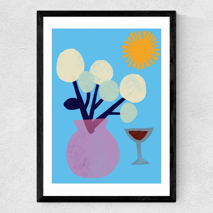 Vase and Wine Glass Medium Black Frame Vase and Wine Glass Medium Black Frame