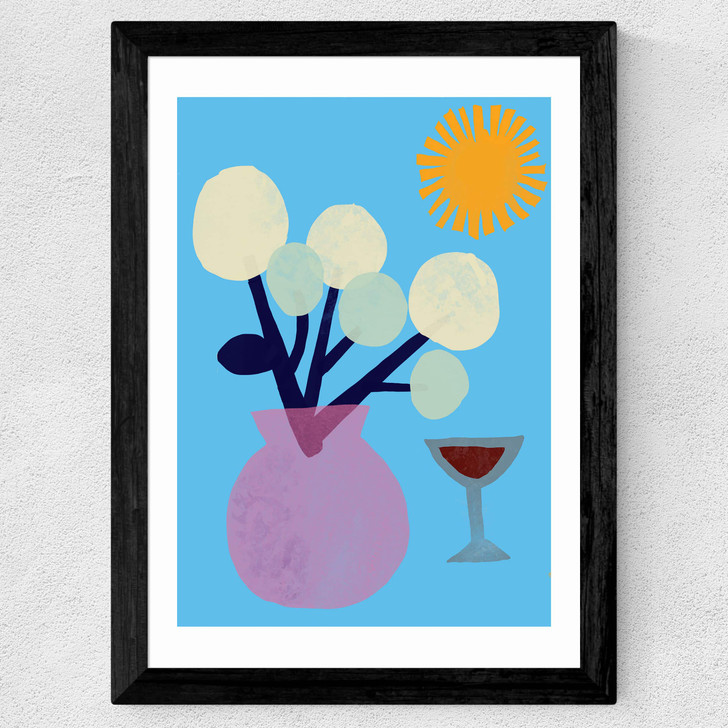 Vase and Wine Glass Wide Black Frame