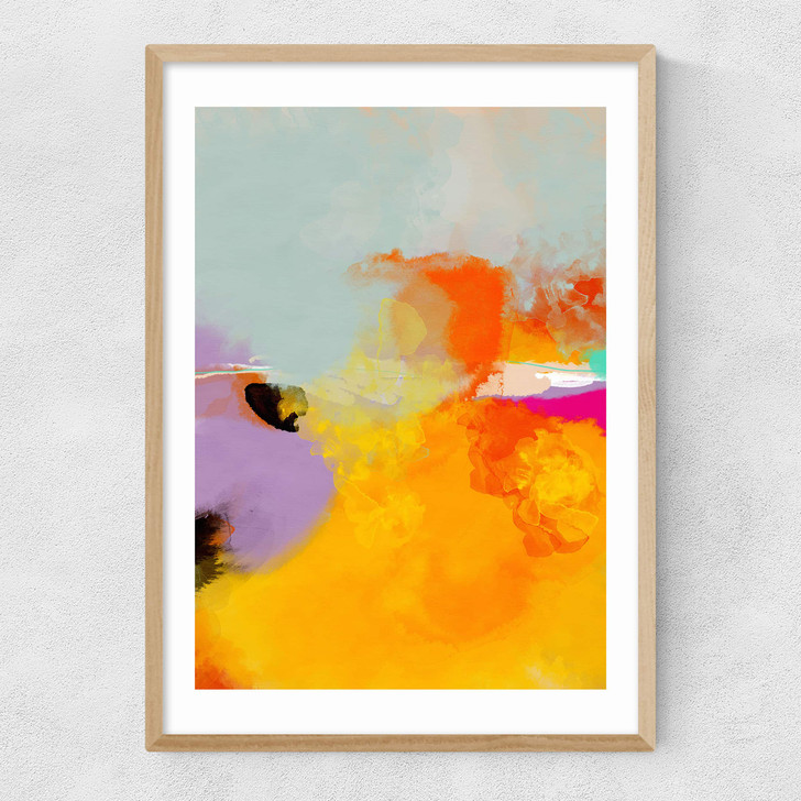 Yellow Blush (II) Narrow Oak Frame
