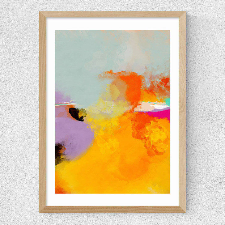 Yellow Blush (II) Medium Oak Frame