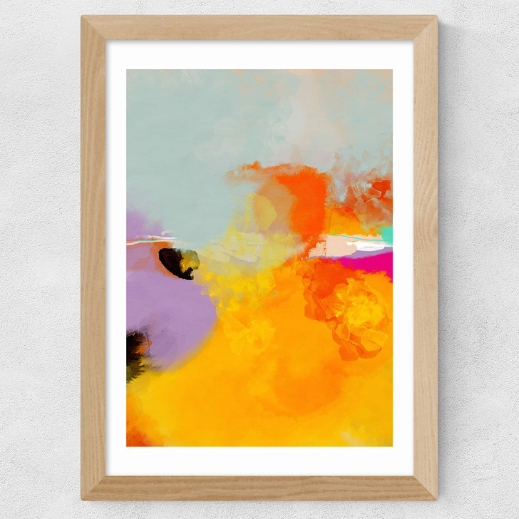 Yellow Blush (II) Wide Oak Frame
