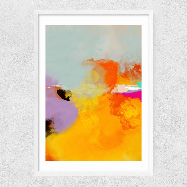 Yellow Blush (II) Narrow White Frame