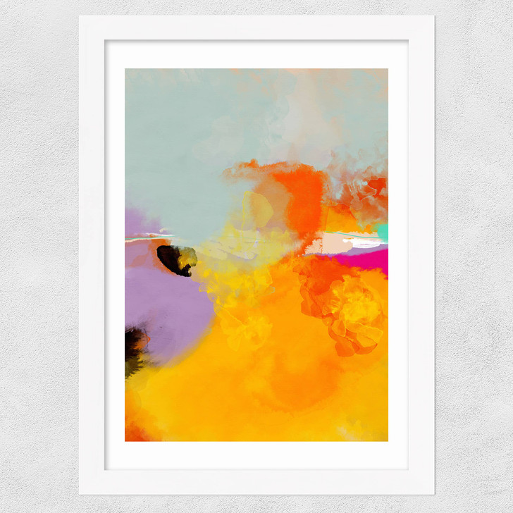 Yellow Blush (II) Wide White Frame