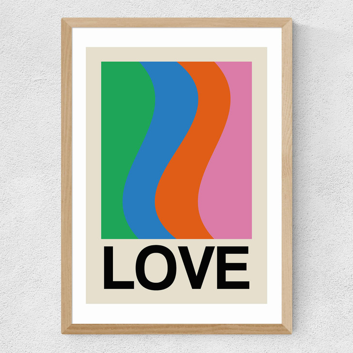 Retro Stripe LOVE Wave Gala Medium Oak Frame