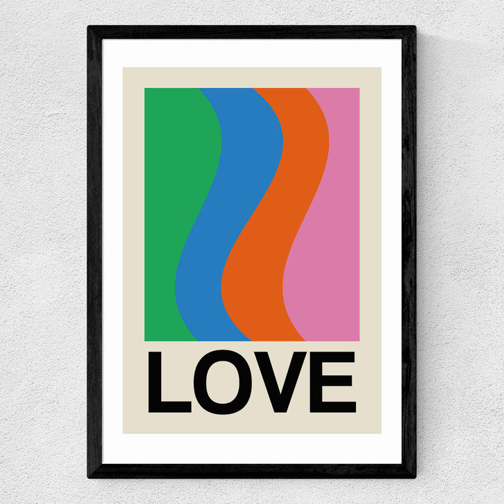 Retro Stripe LOVE Wave Gala Medium Black Frame