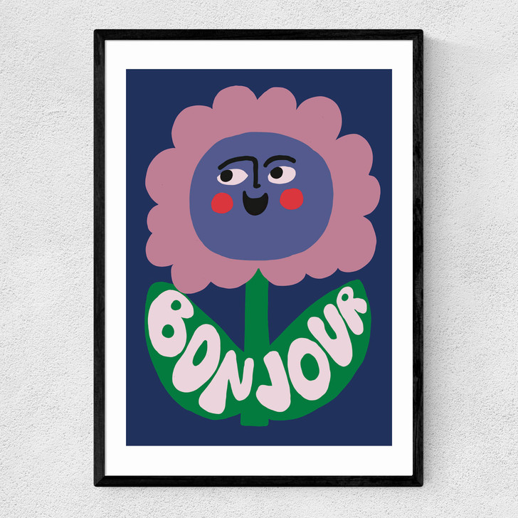 Bonjour Flower Narrow Black Frame Bonjour Flower Narrow Black Frame