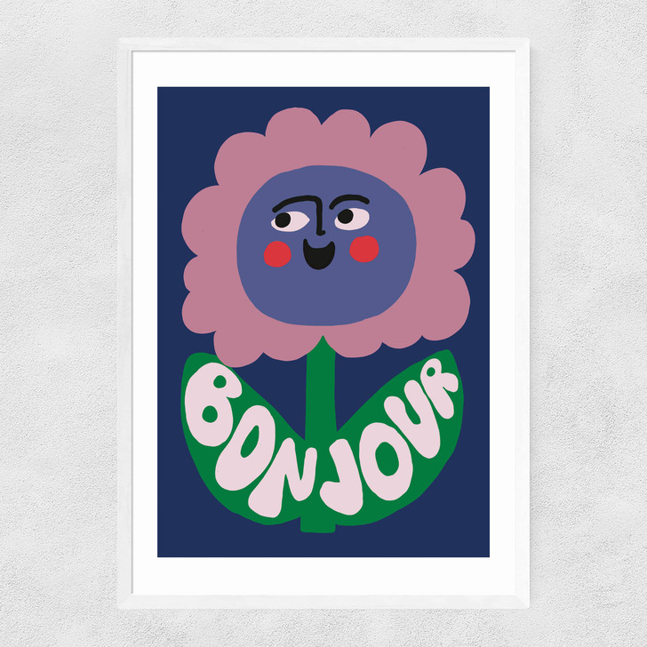 Bonjour Flower Narrow White Frame Bonjour Flower Narrow White Frame