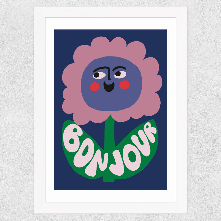 Bonjour Flower Wide White Frame Bonjour Flower Wide White Frame