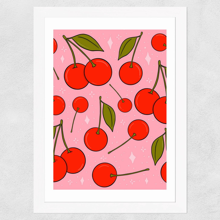 Cherry Print Wide White Frame Cherry Print Wide White Frame