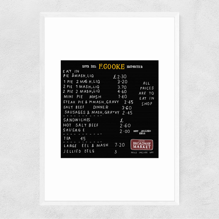 Pie n Mash Narrow White Frame