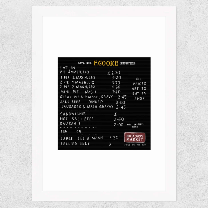 Pie n Mash Wide White Frame