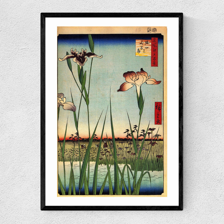 Horikiri Iris Garden by Hiroshige Narrow Black Frame