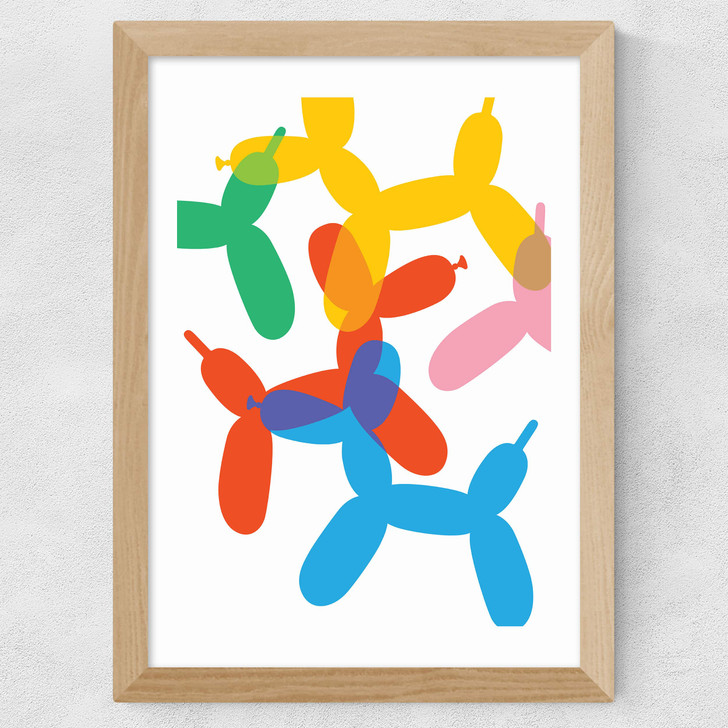 Balloon Dogs Wide Oak Frame