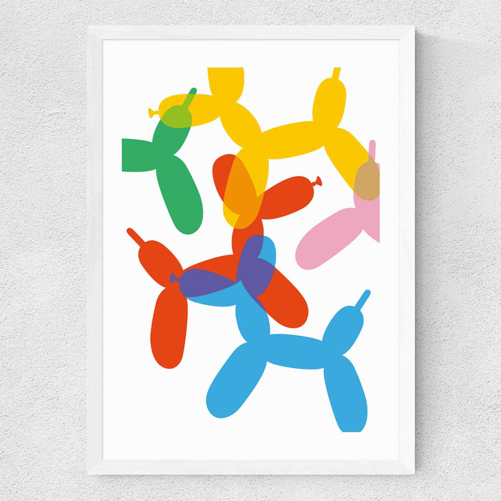 Balloon Dogs Medium White Frame