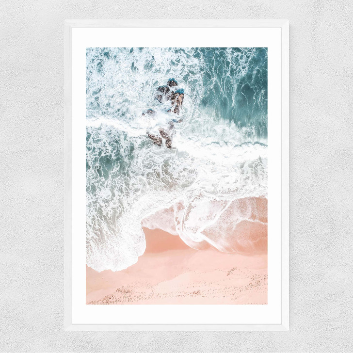 Sands of Coral Haze Narrow White Frame