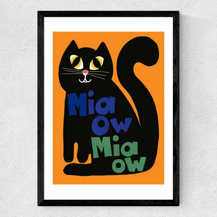 Miaow Miaow Cat Medium Black Frame