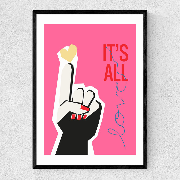 It's All Love Pink Narrow Black Frame