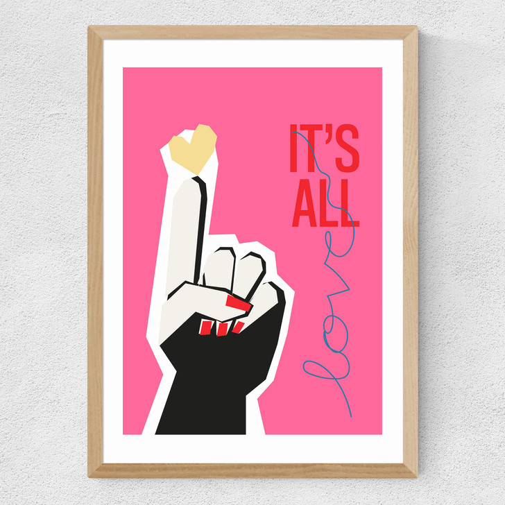 It's All Love Pink Medium Oak Frame