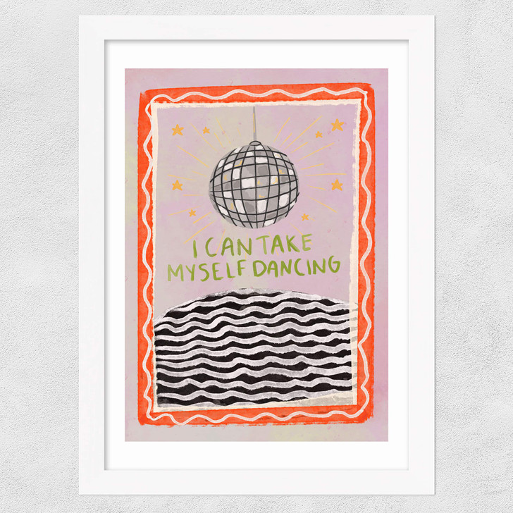 I Can Take Myself Dancing Wide White Frame