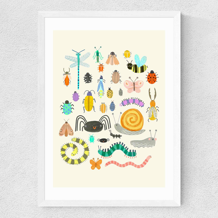Bugs by Darcie Olley Medium White Frame