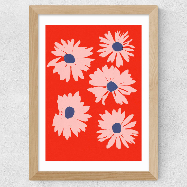 Daisies IV Wide Oak Frame Daisies IV Wide Oak Frame