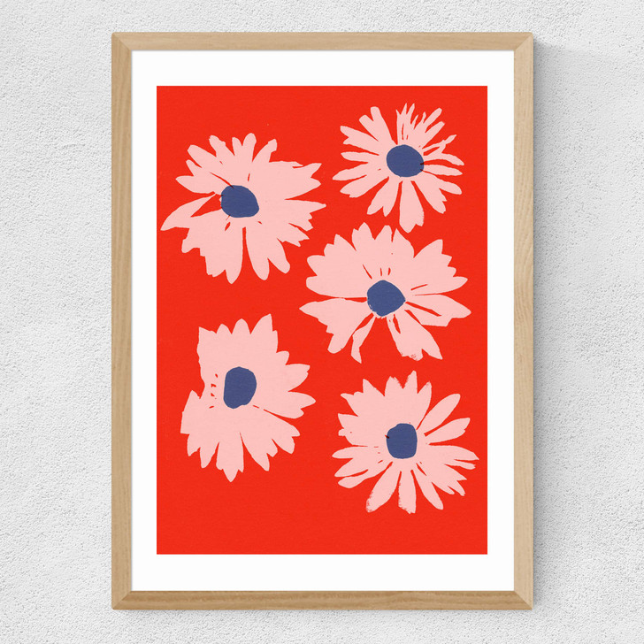 Daisies IV Medium Oak Frame