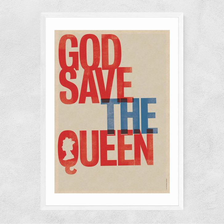 God Save the Queen Narrow White Frame