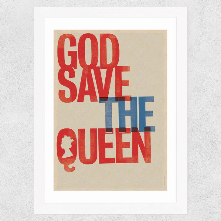 God Save the Queen Wide White Frame