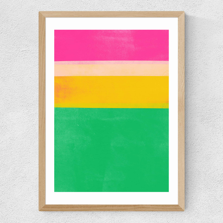Stripe Study 15 Medium Oak Frame