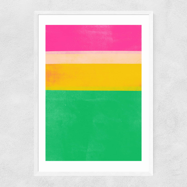 Stripe Study 15 Narrow White Frame