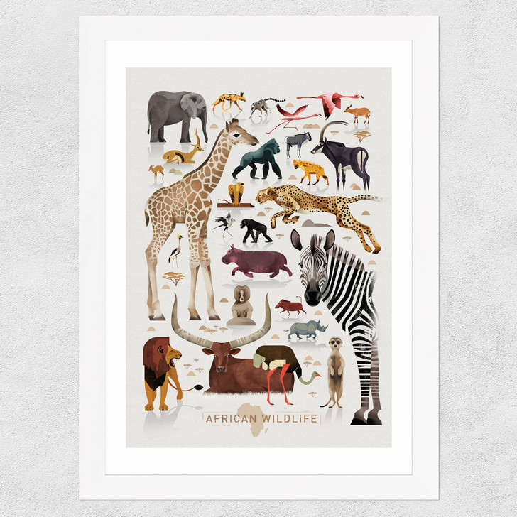 African Wildlife Wide White Frame African Wildlife Wide White Frame