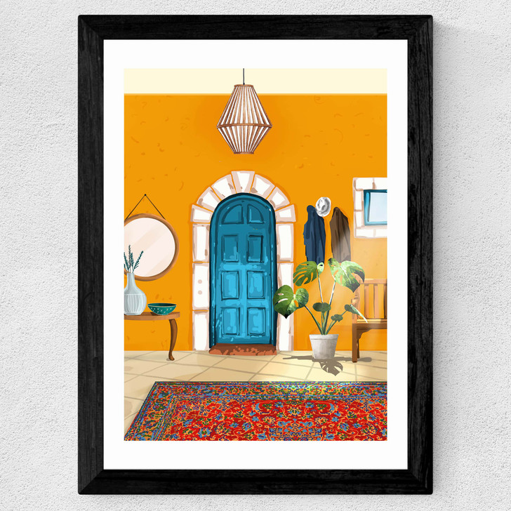 Spanish Villa Interior Wide Black Frame Spanish Villa Interior Wide Black Frame