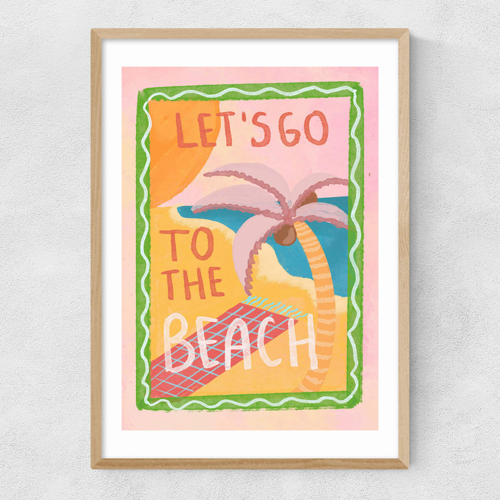 Let's Go To The Beach Narrow Oak Frame Let's Go To The Beach Narrow Oak Frame