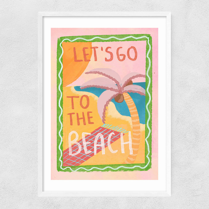 Let's Go To The Beach Narrow White Frame Let's Go To The Beach Narrow White Frame