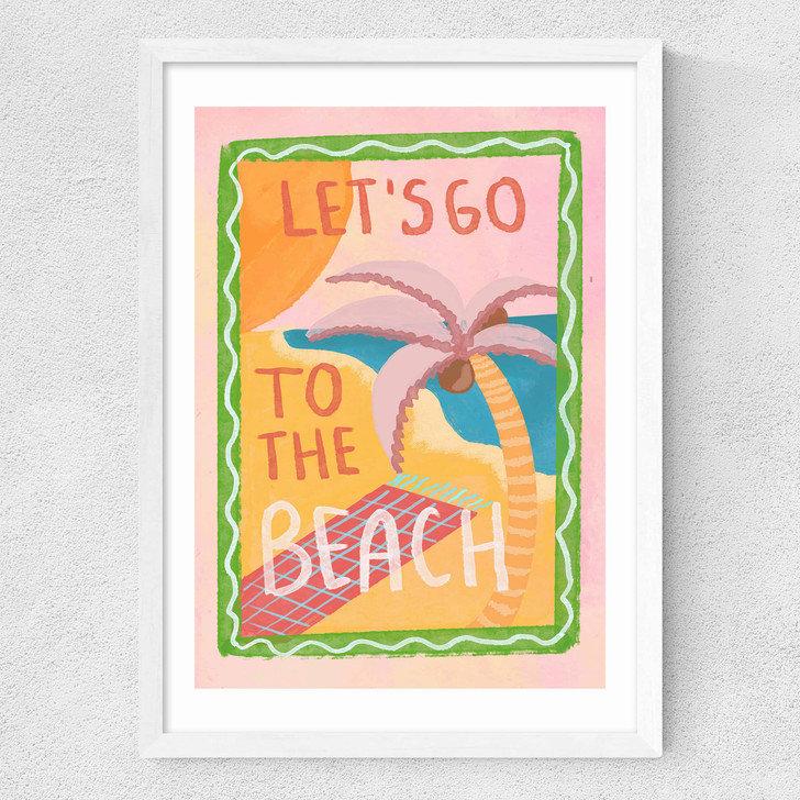 Let's Go To The Beach Medium White Frame Let's Go To The Beach Medium White Frame