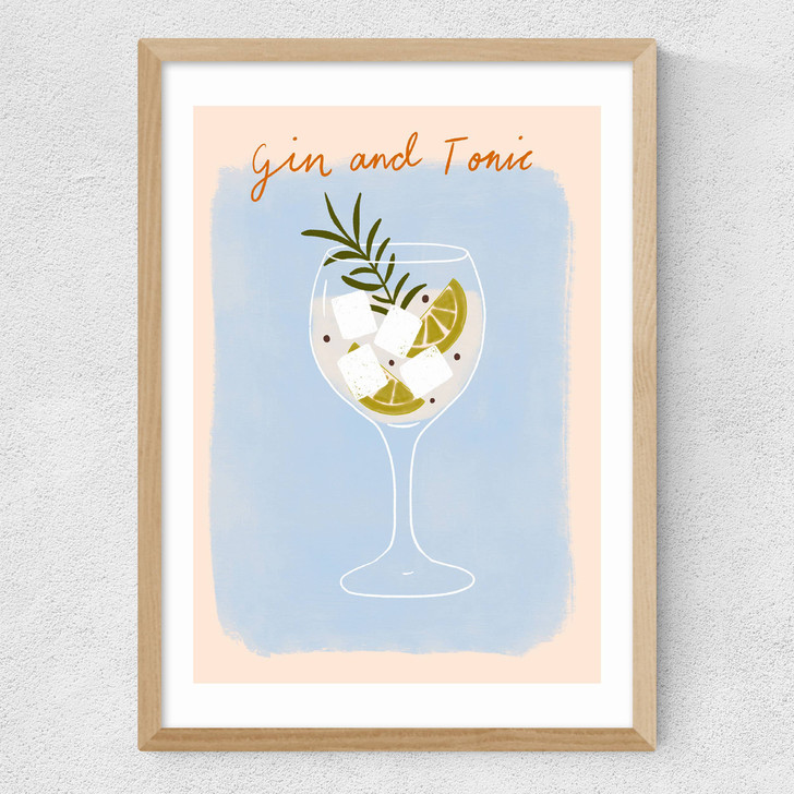 Gin And Tonic by Emmy Lupin Studio Medium Oak Frame Gin And Tonic by Emmy Lupin Studio Medium Oak Frame
