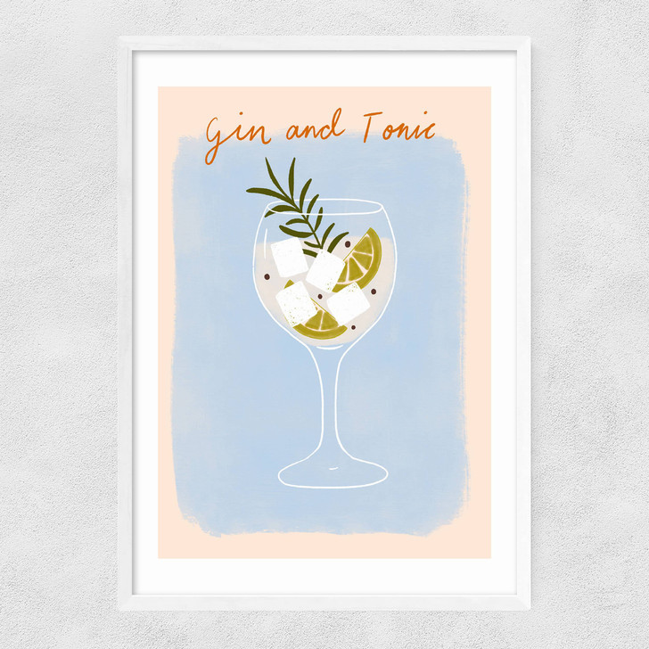 Gin And Tonic by Emmy Lupin Studio Narrow White Frame Gin And Tonic by Emmy Lupin Studio Narrow White Frame