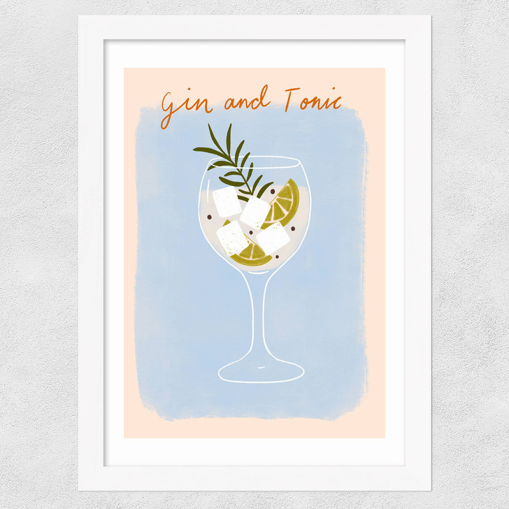 Gin And Tonic by Emmy Lupin Studio Wide White Frame Gin And Tonic by Emmy Lupin Studio Wide White Frame