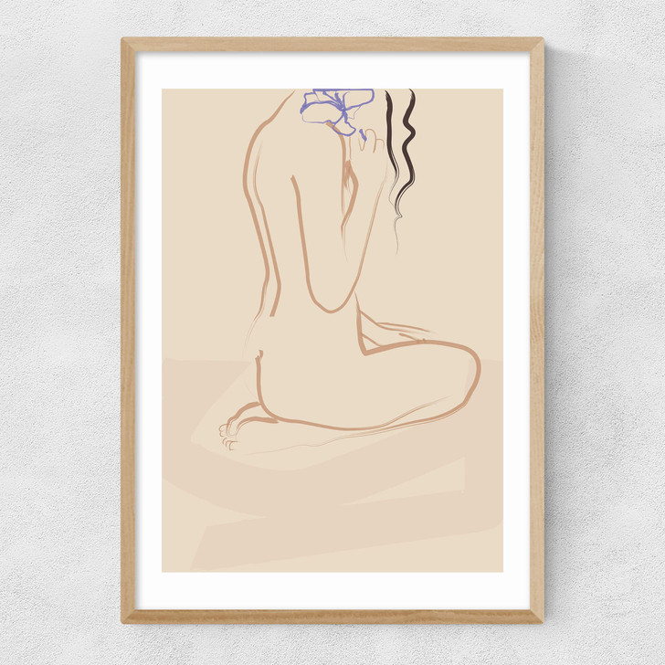 Hair Flower Narrow Oak Frame