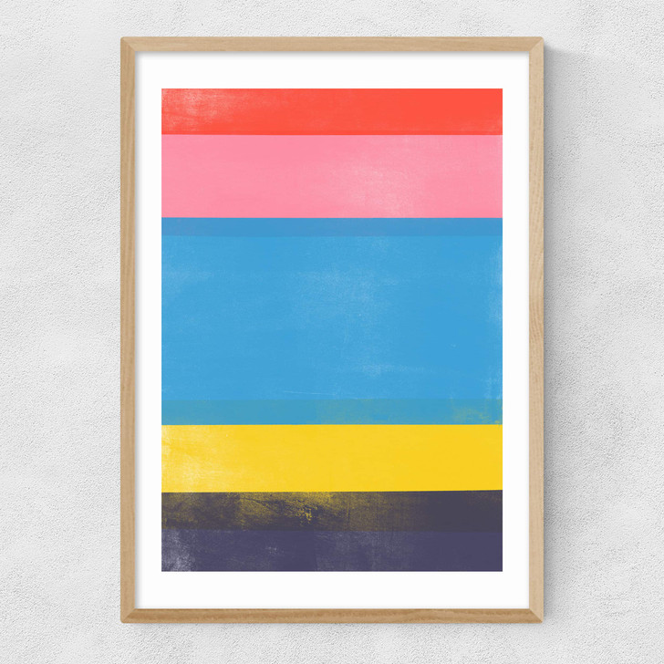Stripe Study 18 Narrow Oak Frame