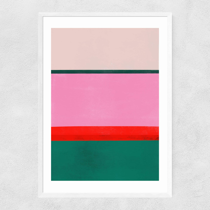 Stripe Study 16 Narrow White Frame